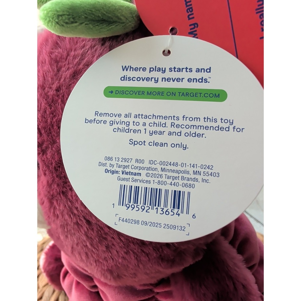 12" Raspbeary Raspberry Plush Stuffed Animal - Gigglescape™ NWT - Picture 10 of 11
